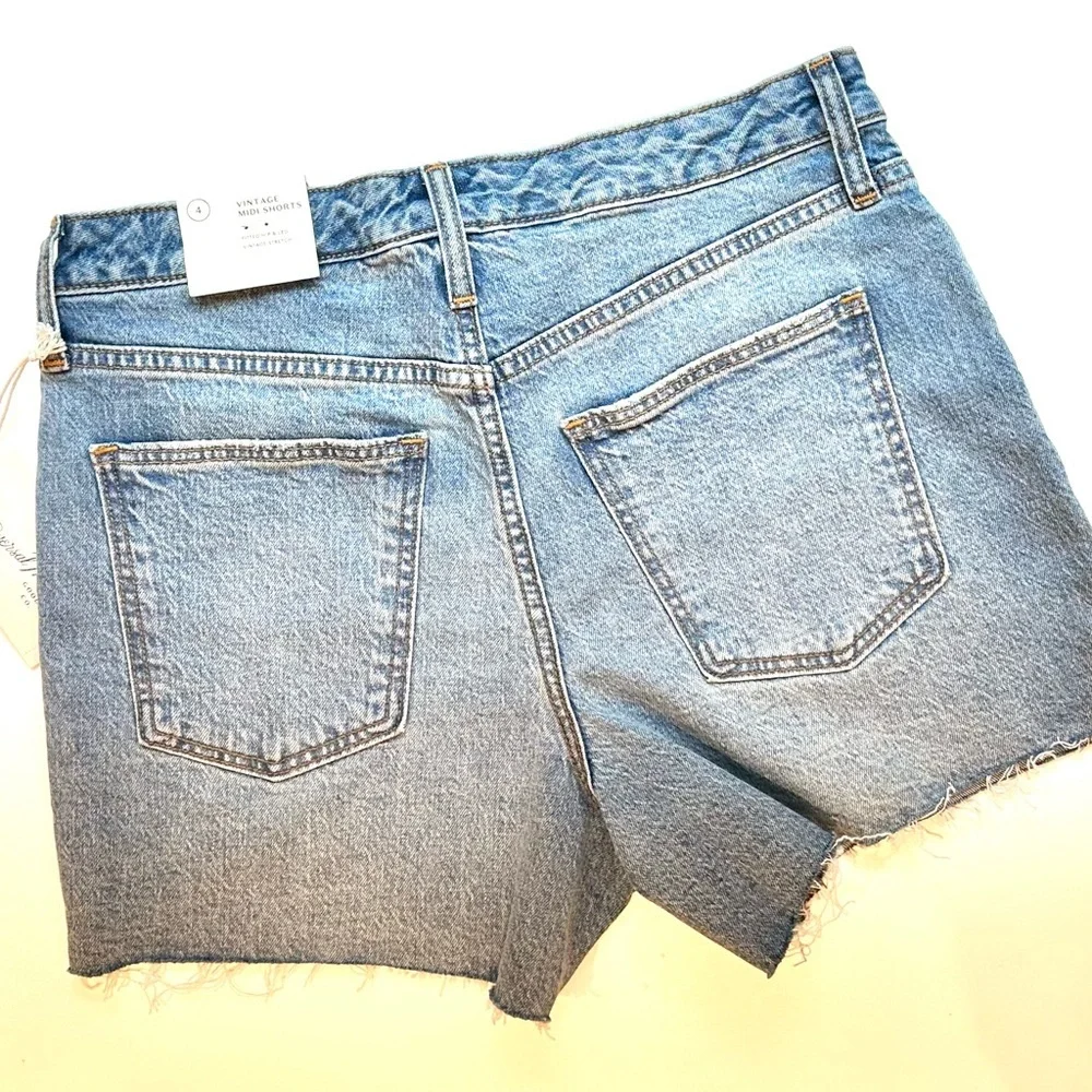 Vintage MIDI Jean Shorts Double Button Fly & Zip Close Medium Wash Cut Off SZ 4